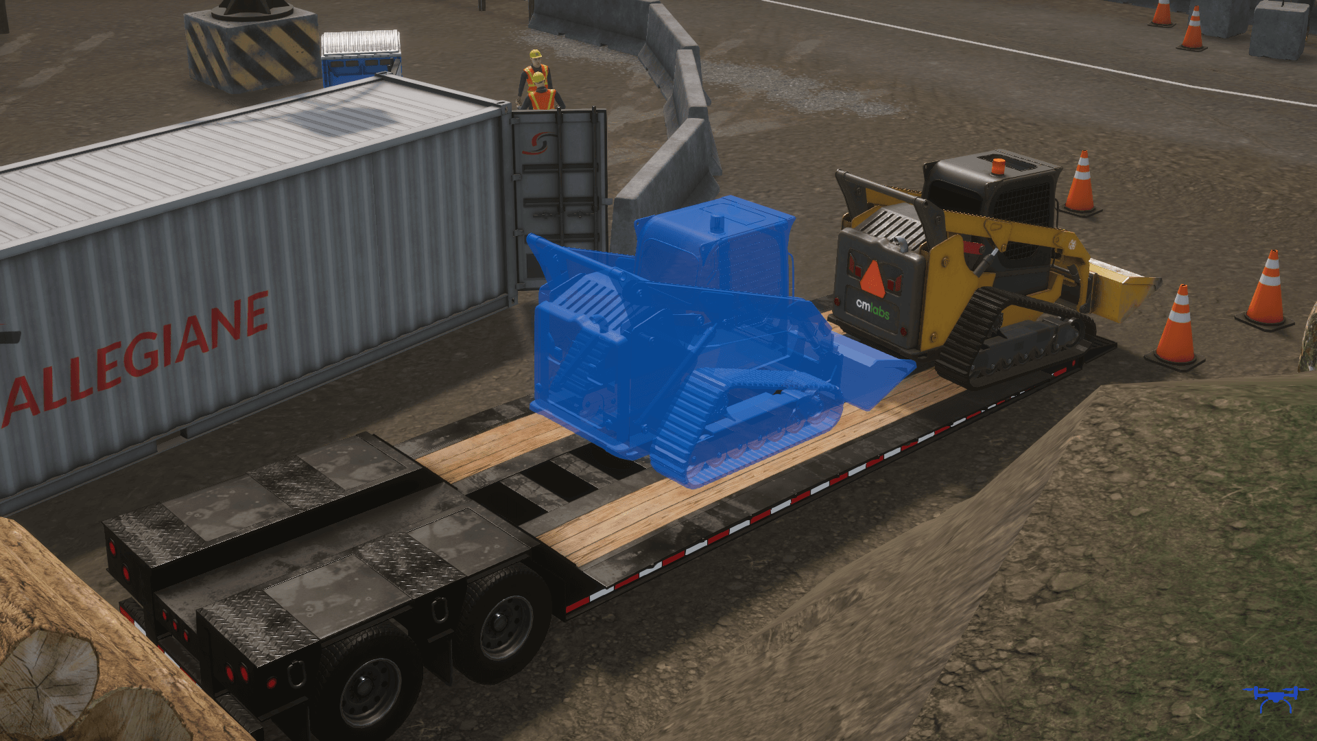 Compact Track Loader SImulator Training Pack - Backing up to load the trailer