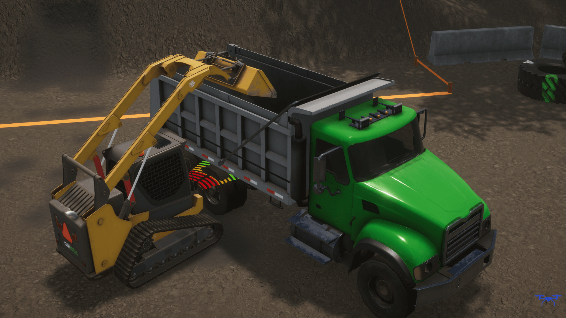 Compact Track Loader Simulator Training Pack - Truck Loading and Dumping exercise
