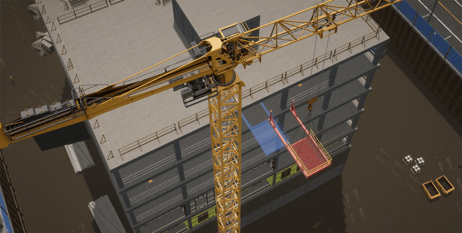 Flat-top tower crane simulator training pack Exercise - Pacing Ramp