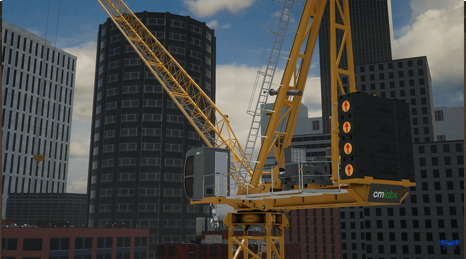 Luffing tower crane simulator training - Back View of equipment