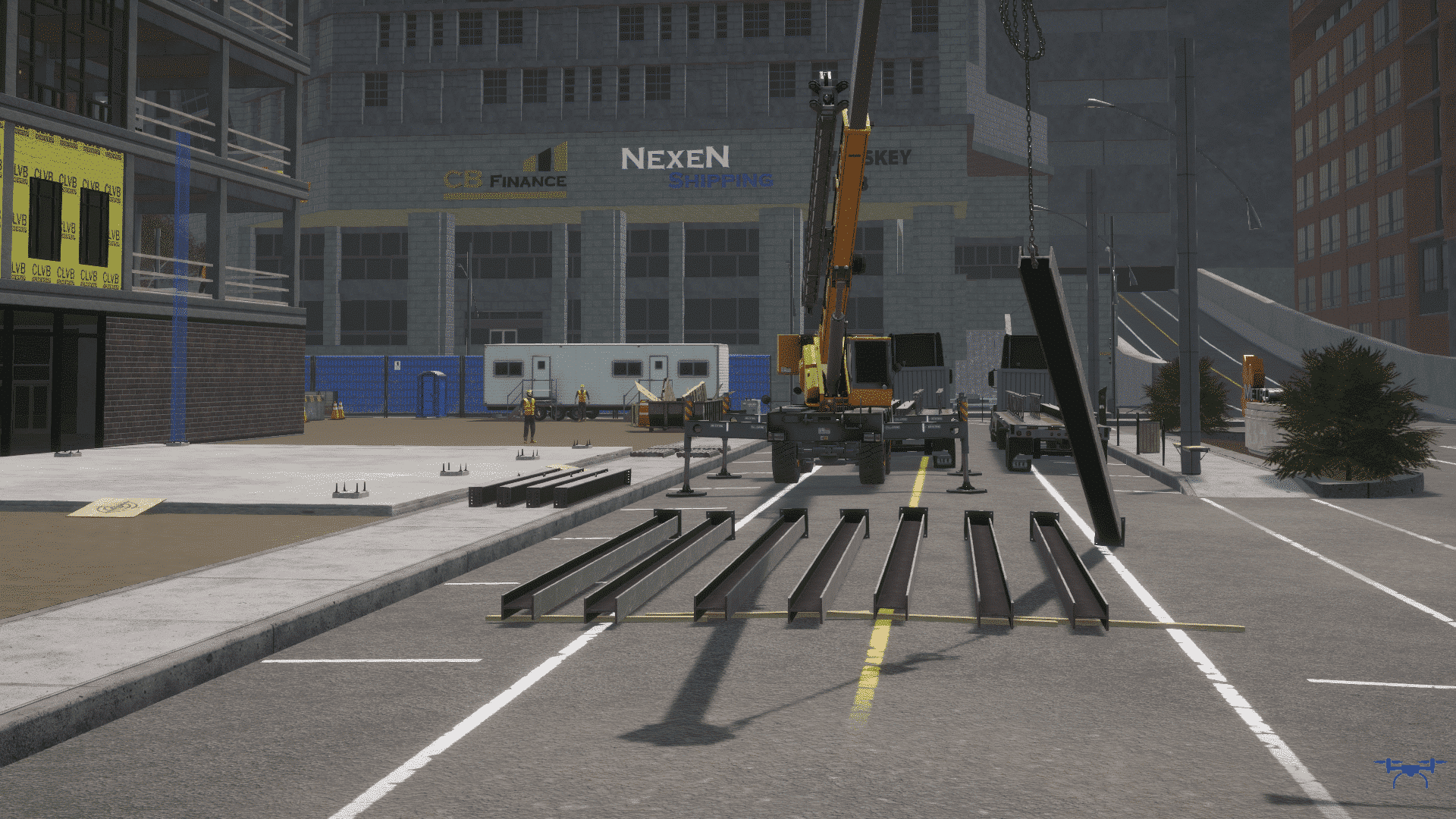 Mobile crane simulator training pack exercise - Lift steel beam