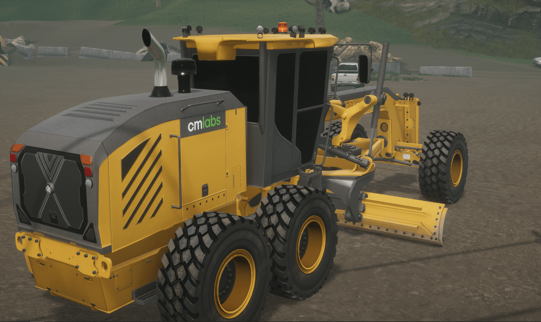 Motor Grader Simulator Training Pack – back right view with blade down