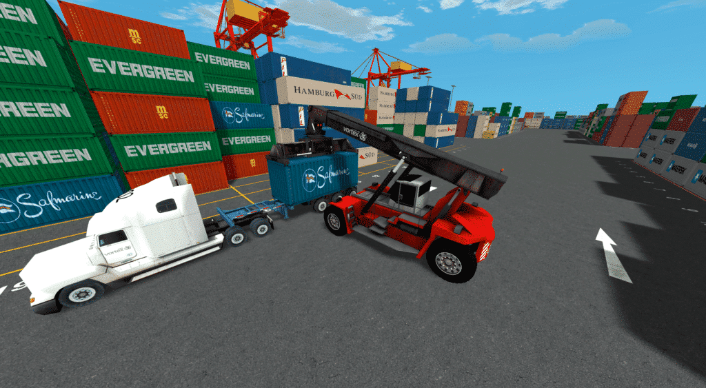 Reachstacker Simulator Training Pack - Picking up a container _2014-min