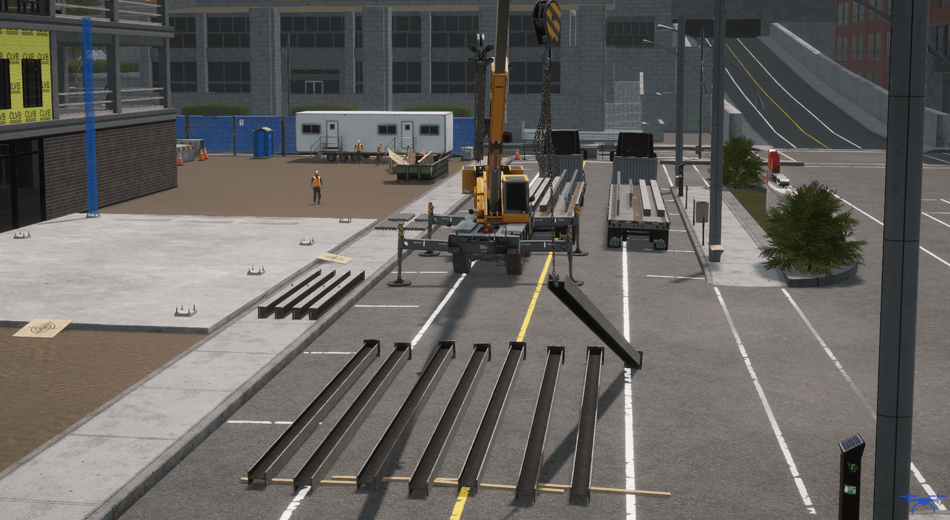 Rough Terrain Crane Simulator - Steel Beam lift