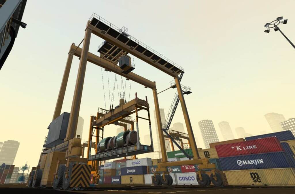 Rubber-Tyred Gantry Crane Simulator Training Pack - Lifting Exercise to move a bigger load