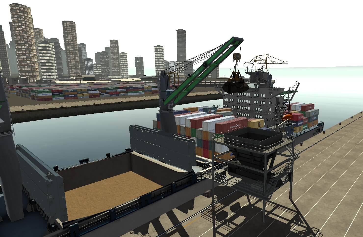 Ship Pedestal Crane Simulator Training Pack ready for grain transfer exercise