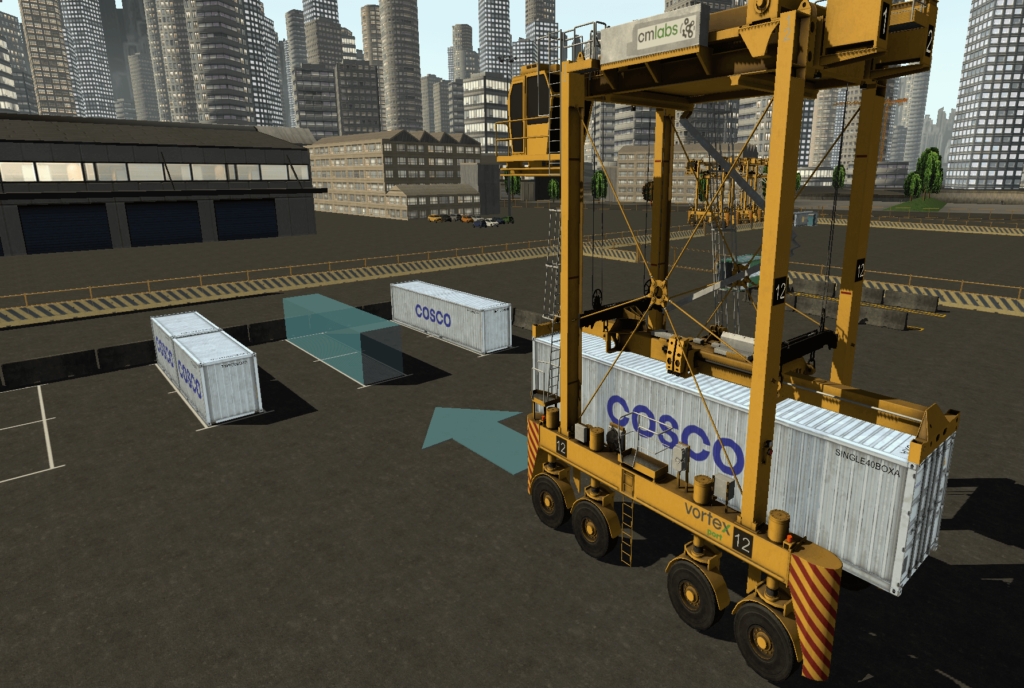 Straddle Carrier Simulator Training Pack - Dropping Off a Container Exercise