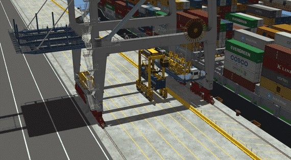 Straddle Carrier Simulator Training Pack – Moving a container exercise