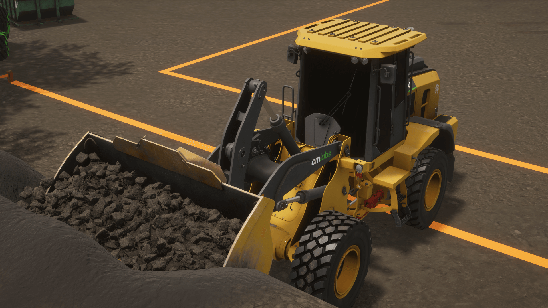 Wheel loader simulator training pack - Front Bench view of earth loading