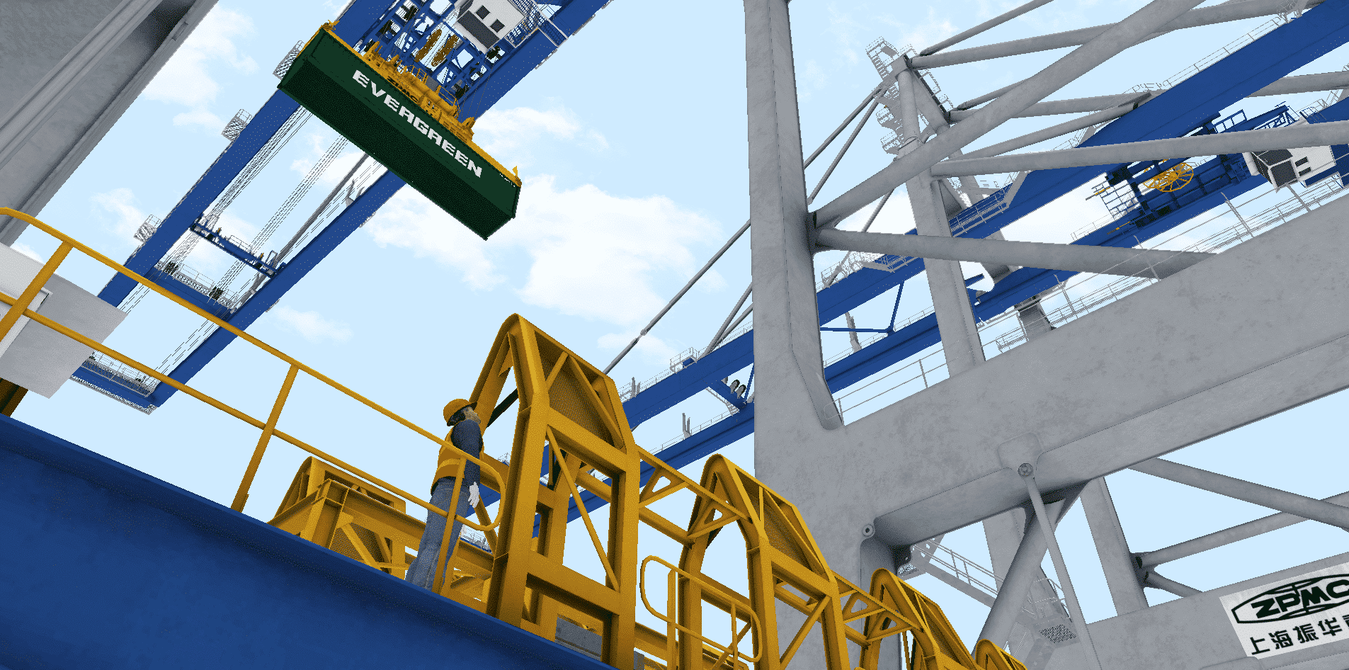 Megamax Ship-to-Shore Crane Simulator Training Pack – Close-Up view from the ground with operator