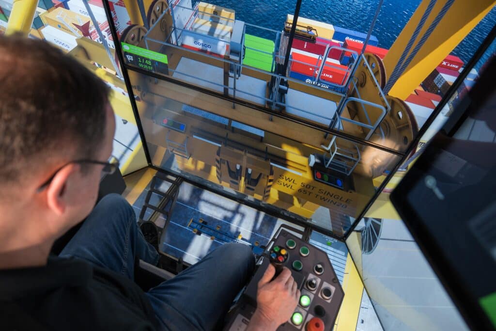 CMLabs MasterCab Simulator with Operator Training on the Ship To Shore (STS) Crane Simulator